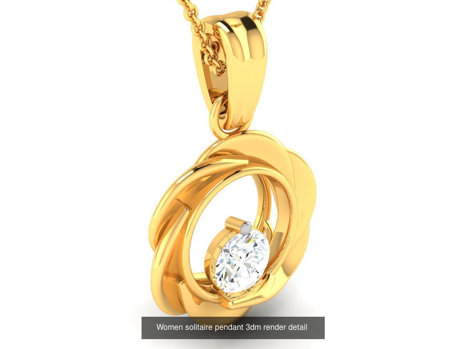 19 Women solitaire pendant 3dm render detail 3D print model 3D Model Collection_4