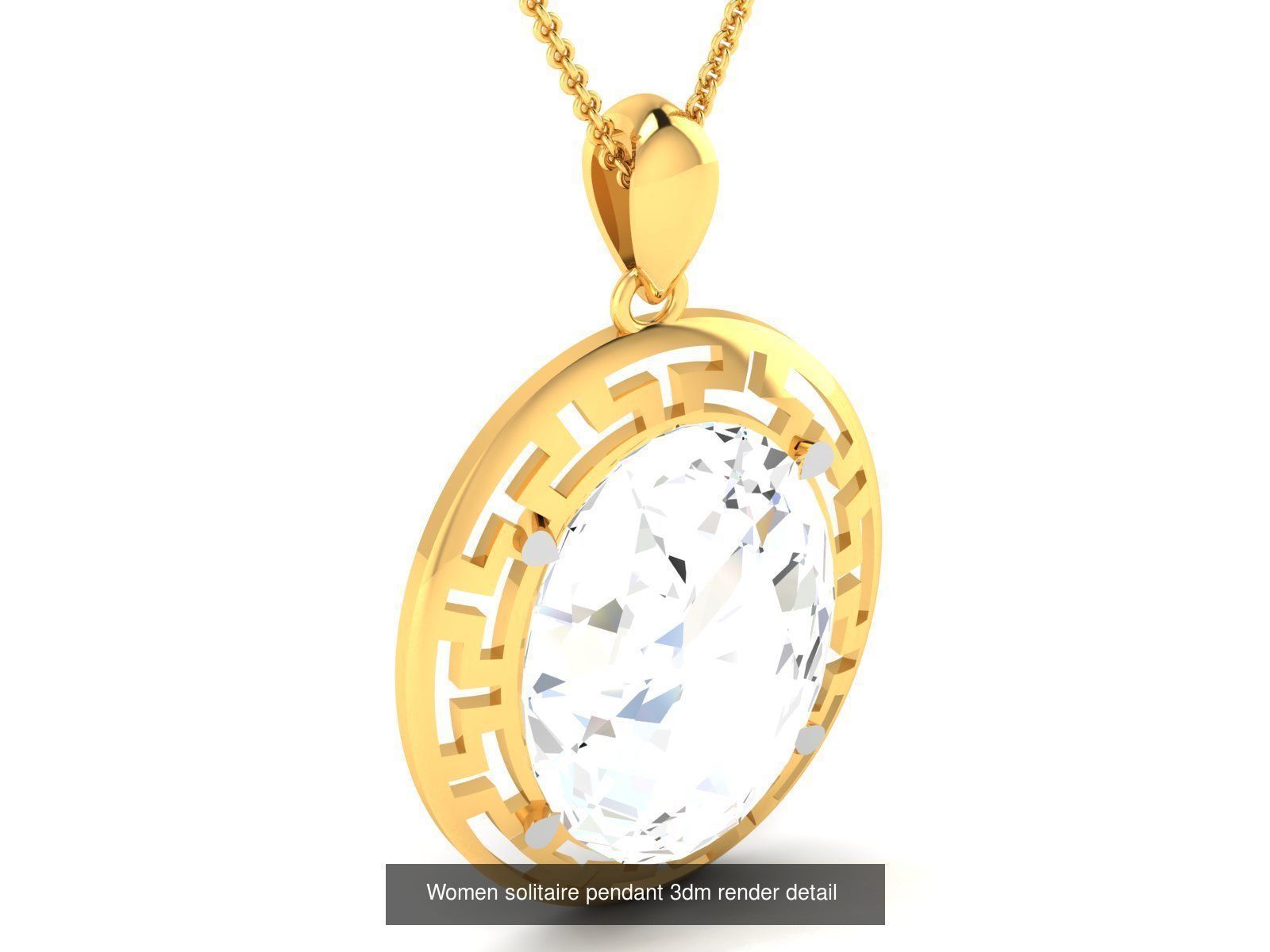19 Women solitaire pendant 3dm render detail 3D print model 3D Model Collection_16