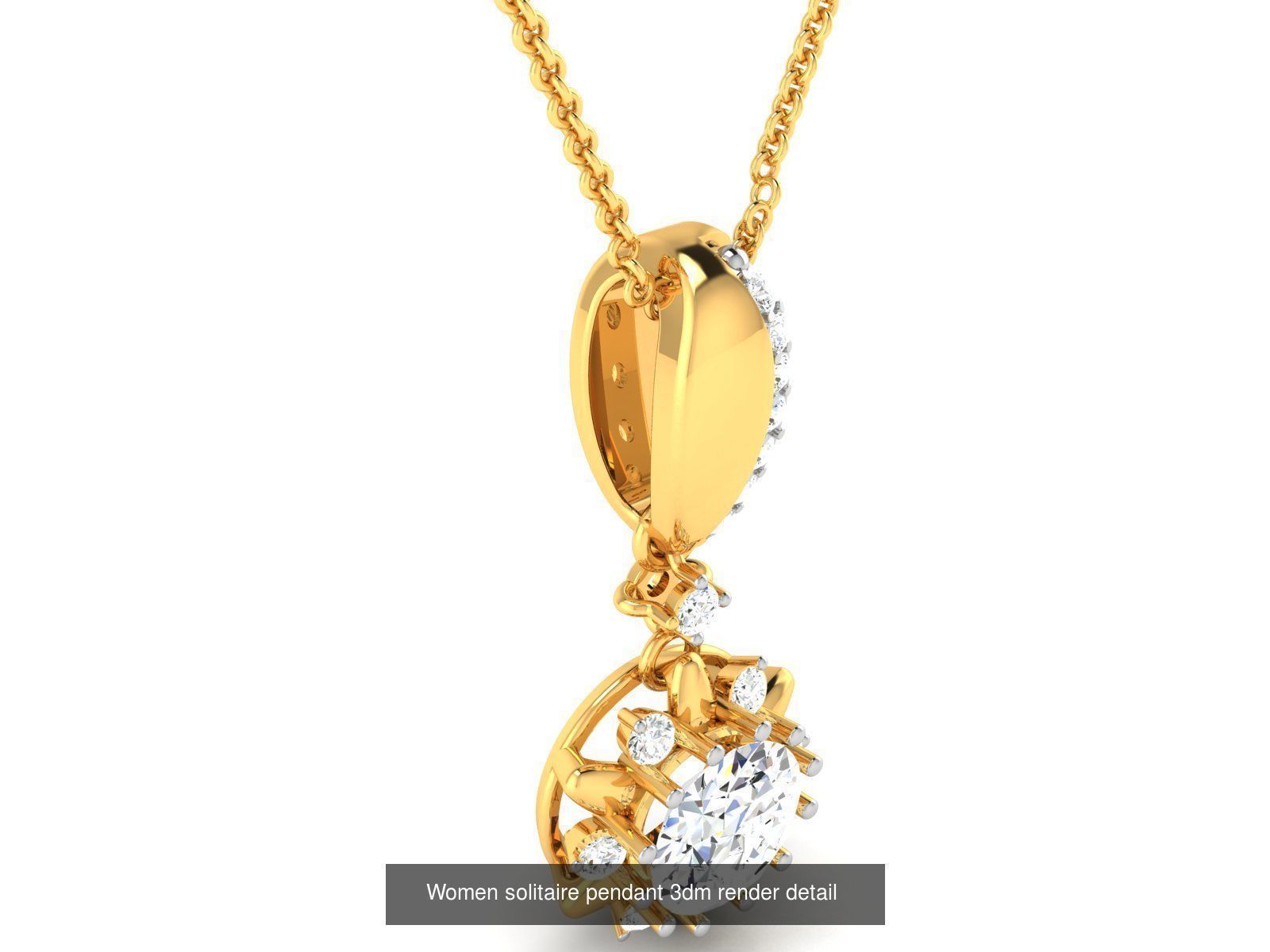19 Women solitaire pendant 3dm render detail 3D print model 3D Model Collection_5