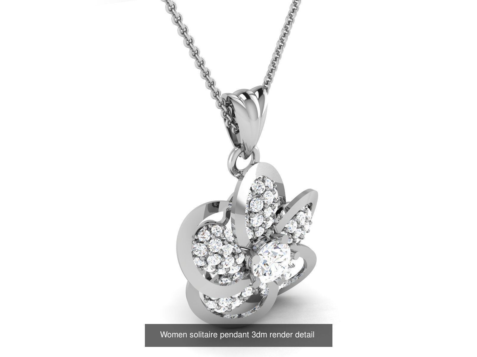 19 Women solitaire pendant 3dm render detail 3D print model 3D Model Collection_21
