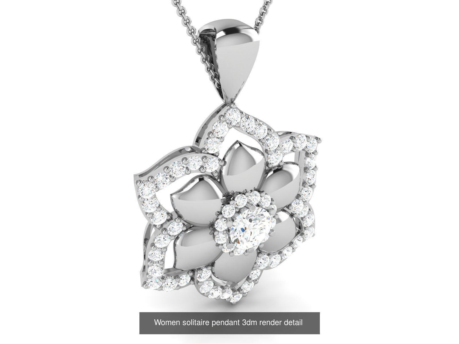 19 Women solitaire pendant 3dm render detail 3D print model 3D Model Collection_19