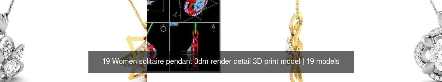 19 Women solitaire pendant 3dm render detail 3D print model 3D Model Collection_3