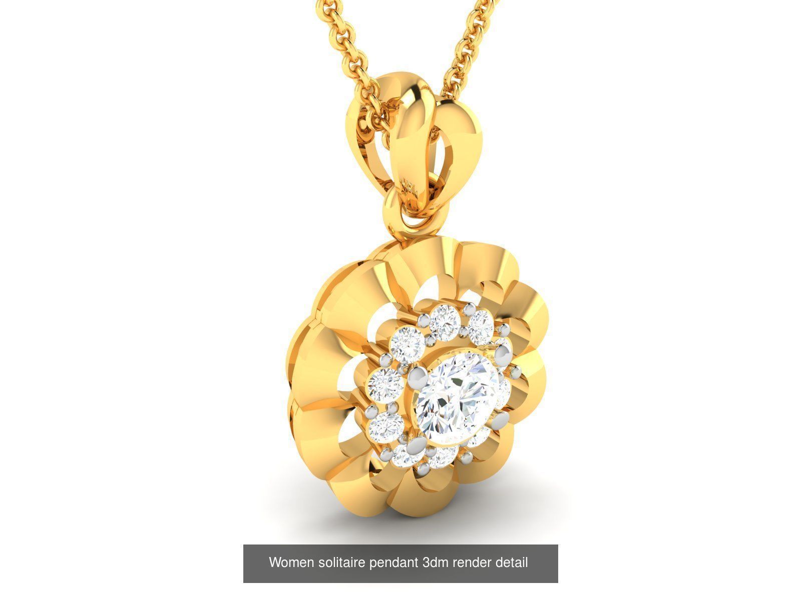 19 Women solitaire pendant 3dm render detail 3D print model 3D Model Collection_15