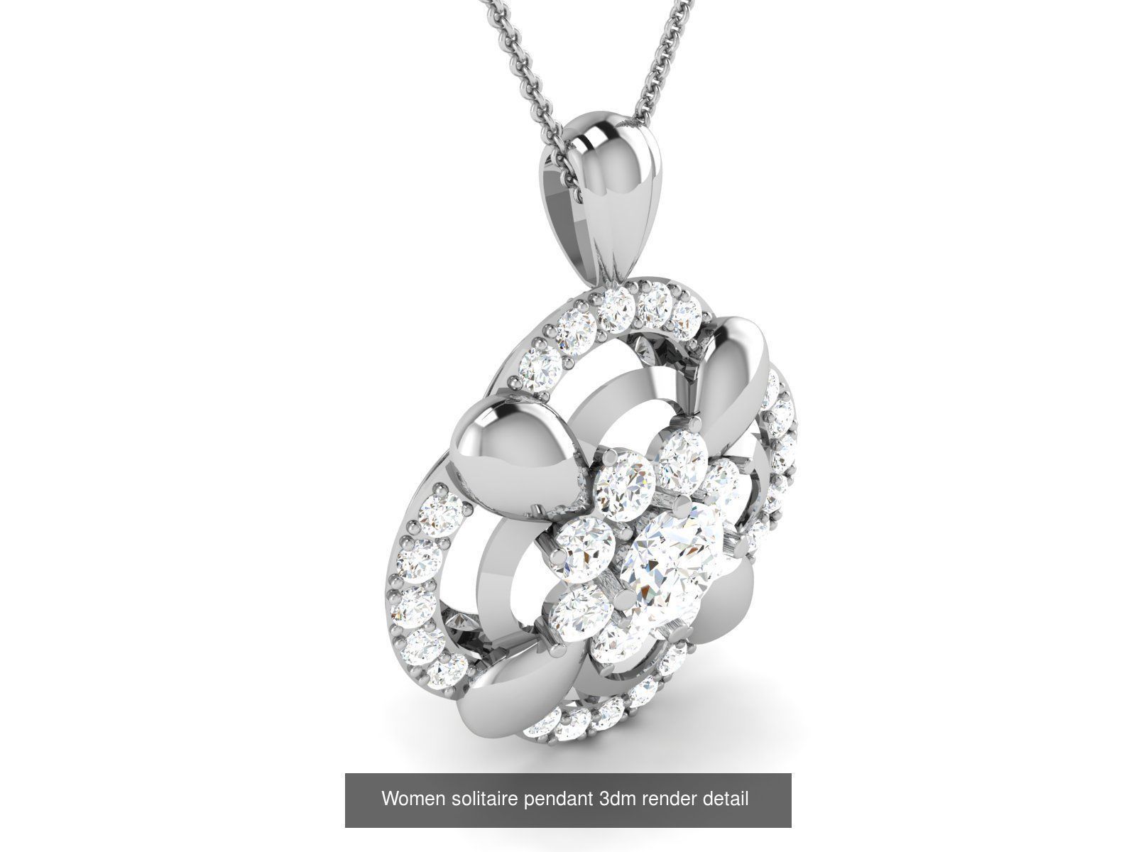19 Women solitaire pendant 3dm render detail 3D print model 3D Model Collection_20