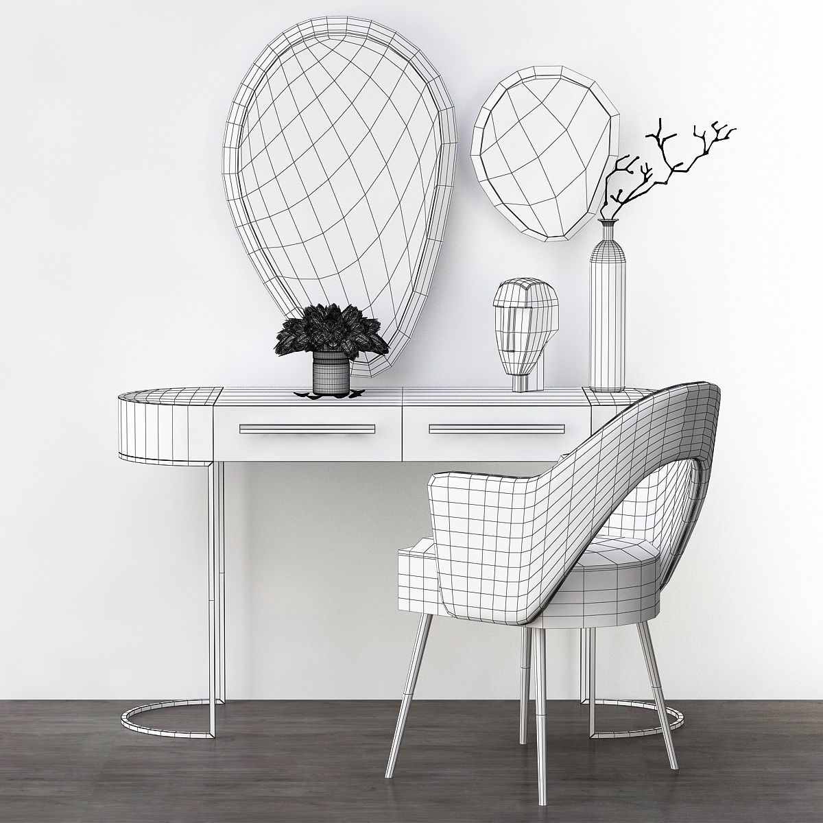 Toilet table collection 3d model Low-poly 3D model_3