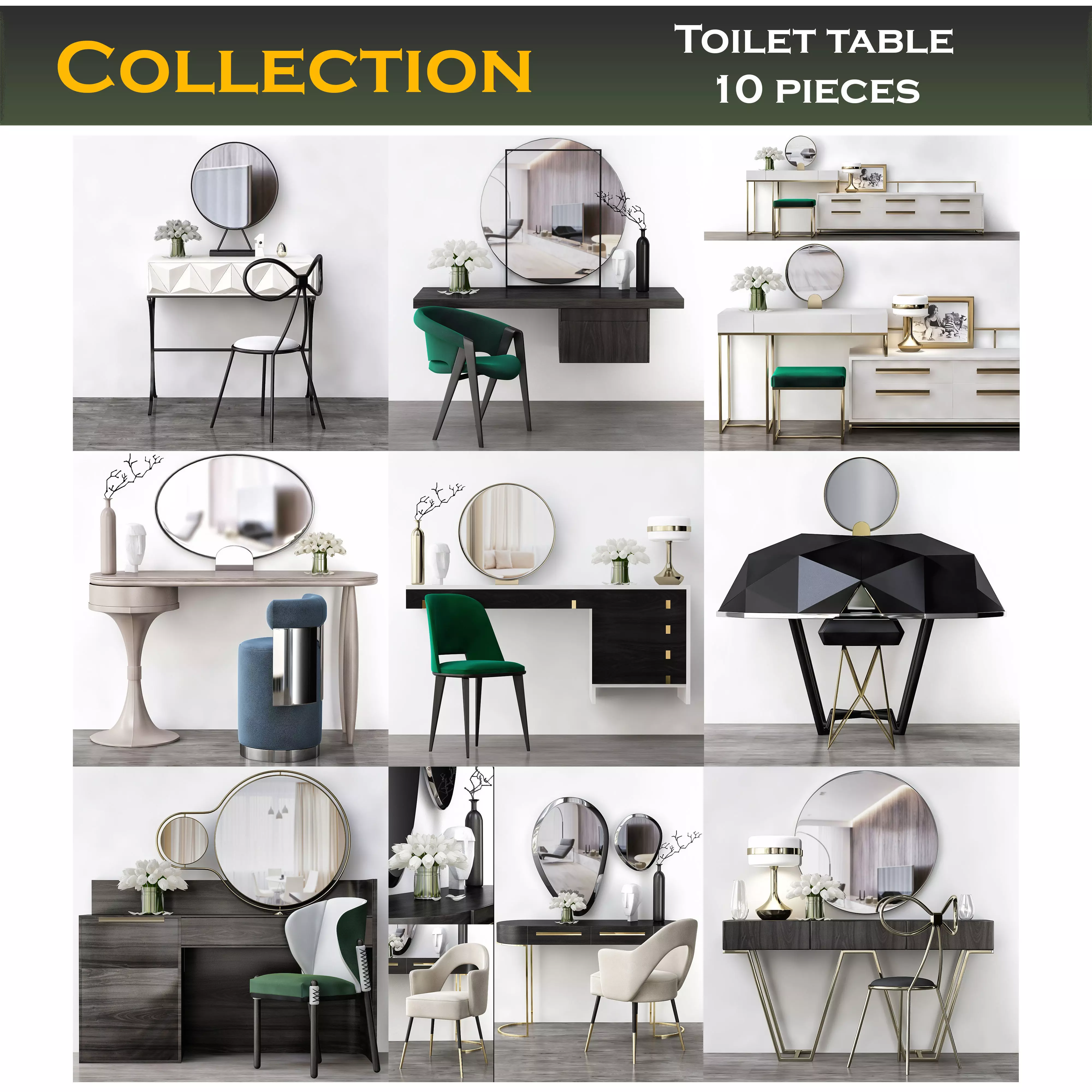 Toilet table collection 3d model Low-poly 3D model_0