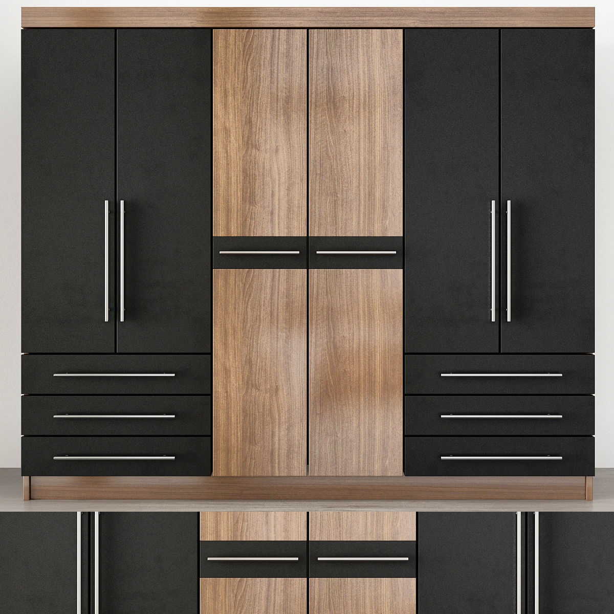 Wardrobe collection 3d model with doors and drawers Low-poly 3D model_1