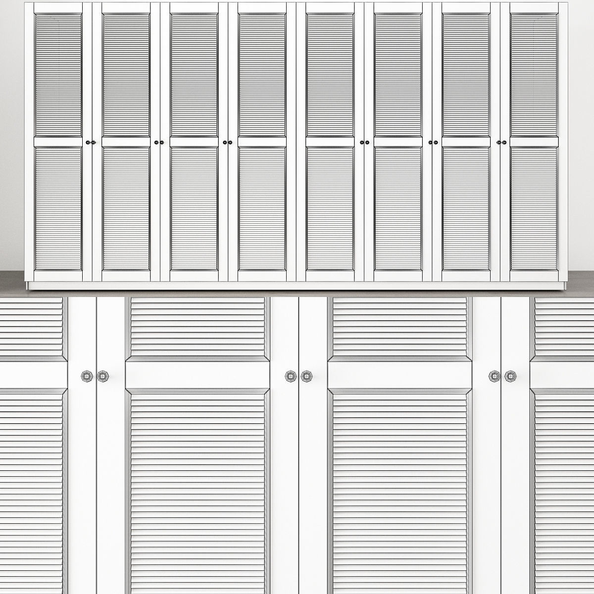 Wardrobe collection 3d model with doors and drawers Low-poly 3D model_7