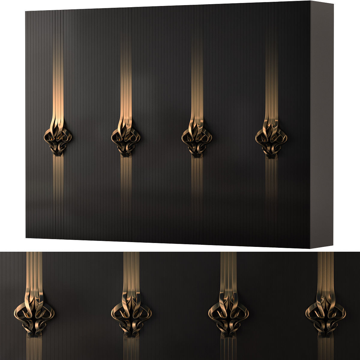 Wardrobe collection 3d model with doors and drawers Low-poly 3D model_5