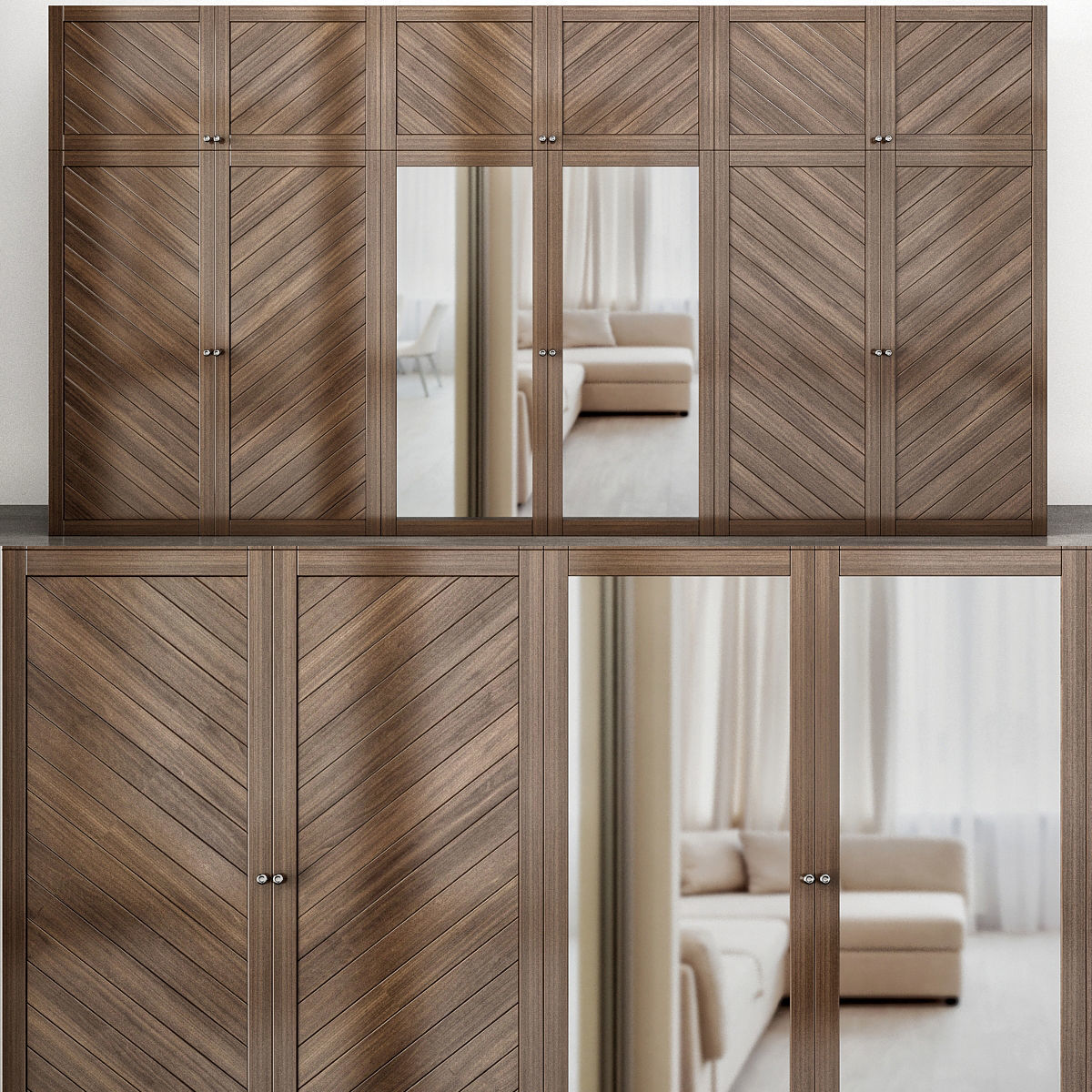 Wardrobe collection 3d model with doors and drawers Low-poly 3D model_15