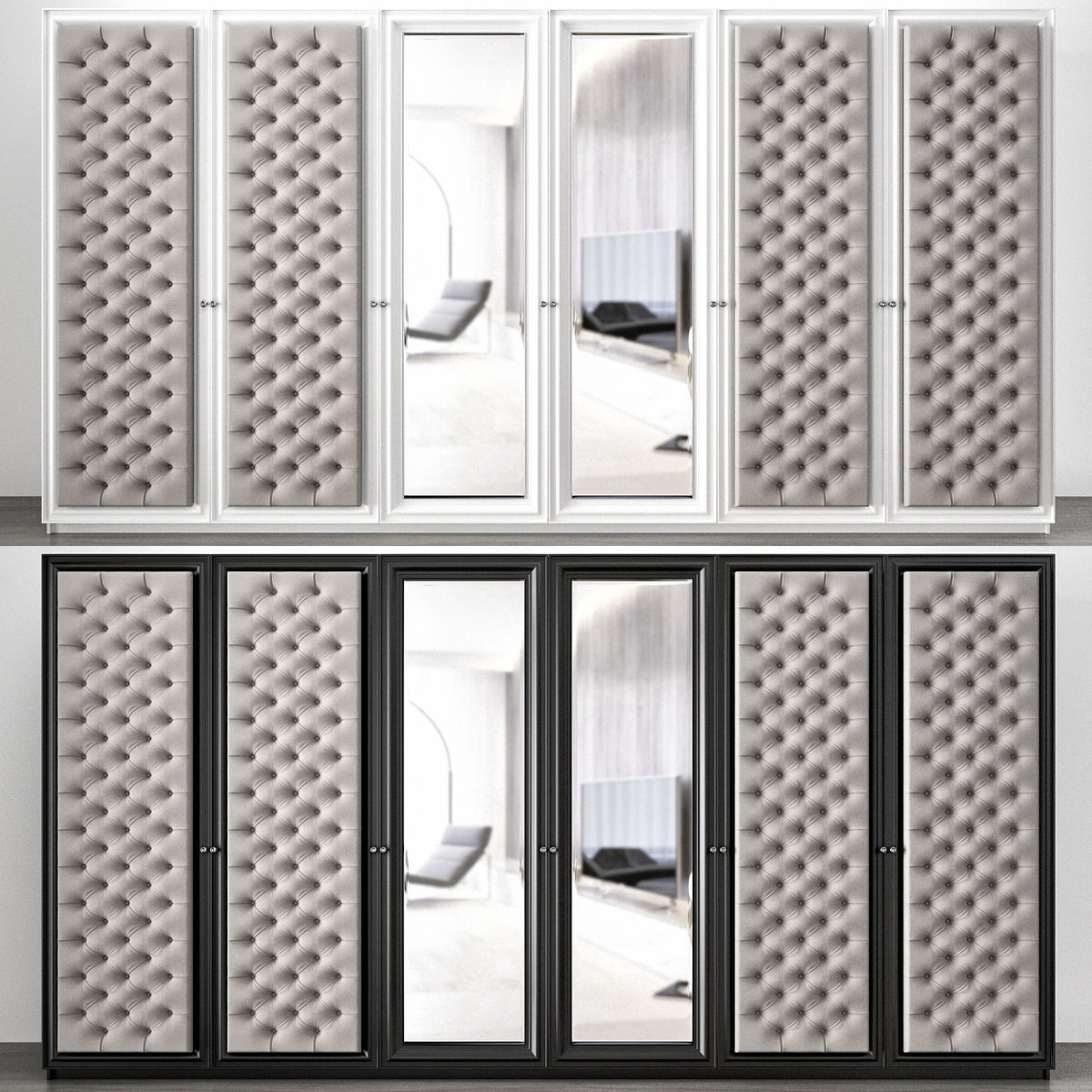 Wardrobe collection 3d model with doors and drawers Low-poly 3D model_4