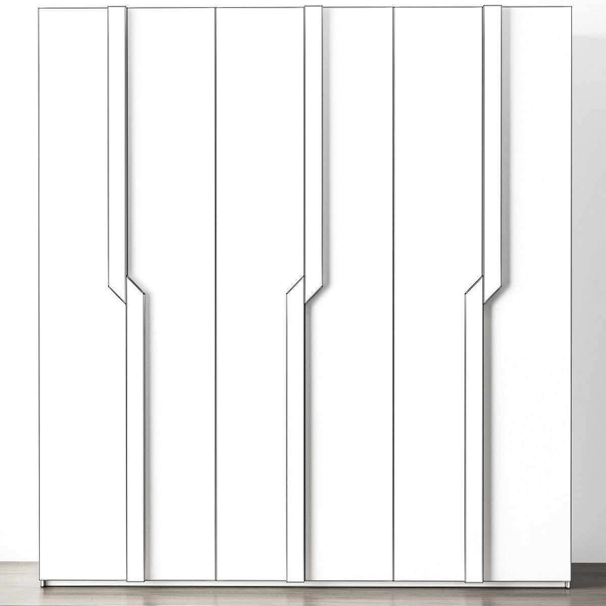 Wardrobe collection 3d model with doors and drawers Low-poly 3D model_8