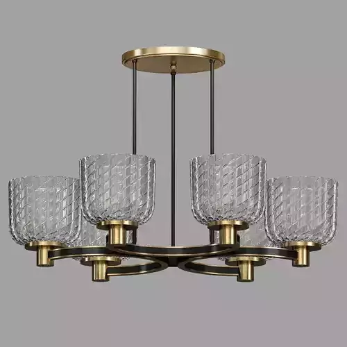 HARLOW chandelier with glass shades and brass finish