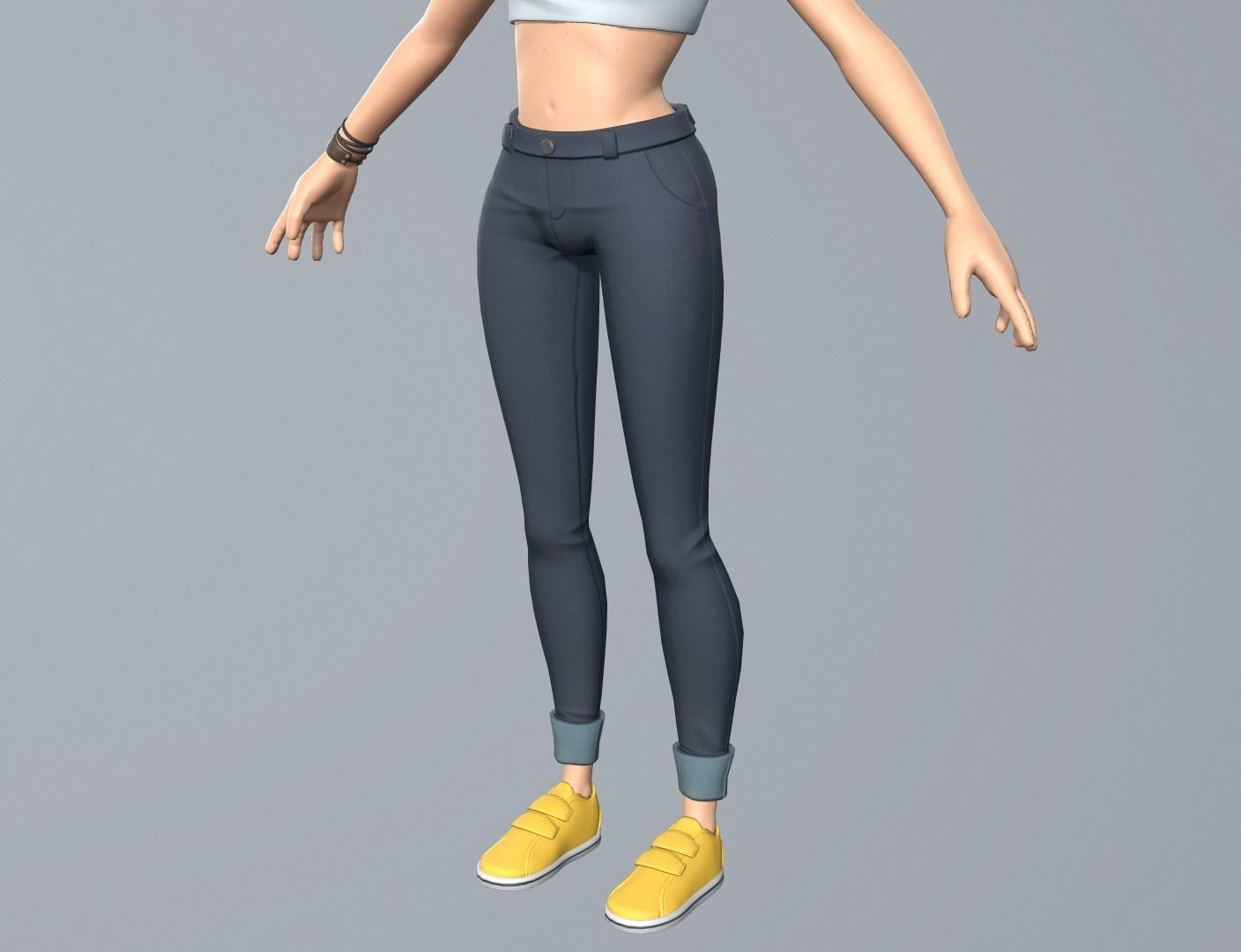 Cartoon girl character Low-poly 3D model_11