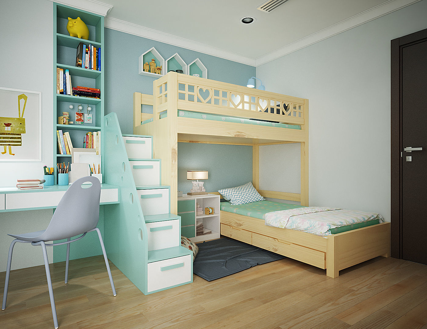 Twins Bedroom 3D model_2