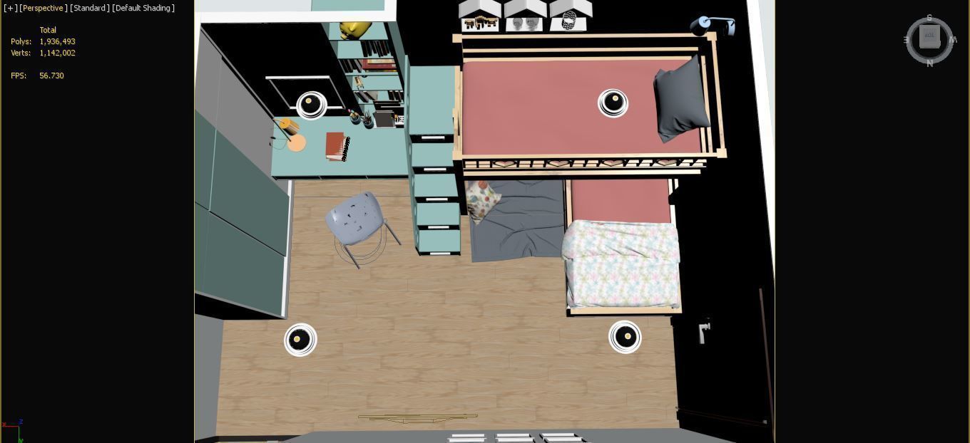 Twins Bedroom 3D model_6