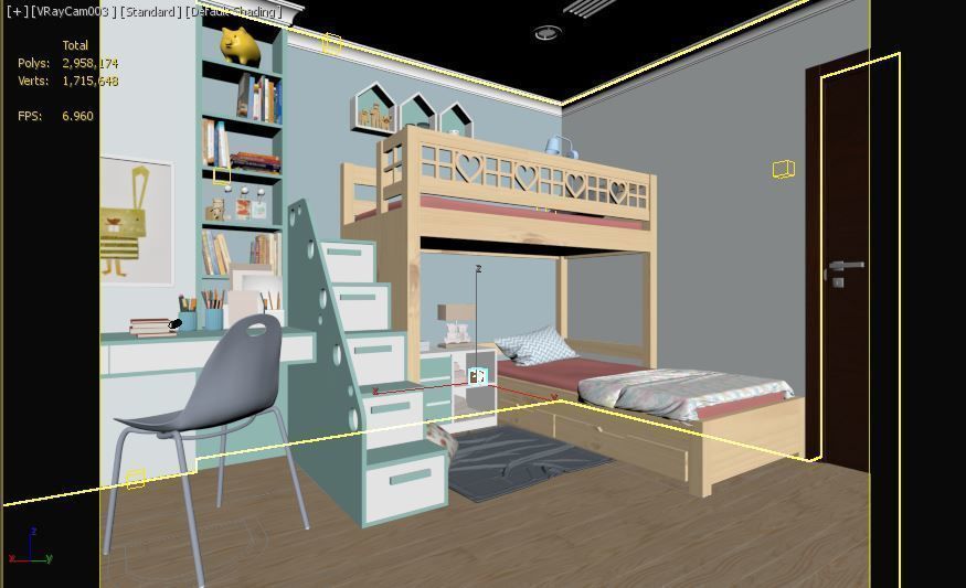 Twins Bedroom 3D model_5