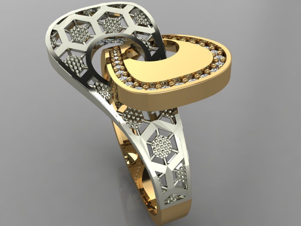 GC GOLD Y0092-  diamond gold Ring  3D print model_2