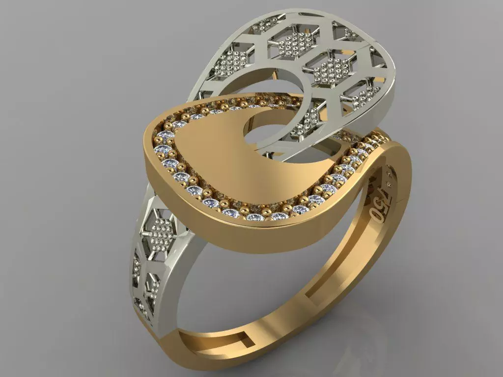 GC GOLD Y0092-  diamond gold Ring  3D print model_0