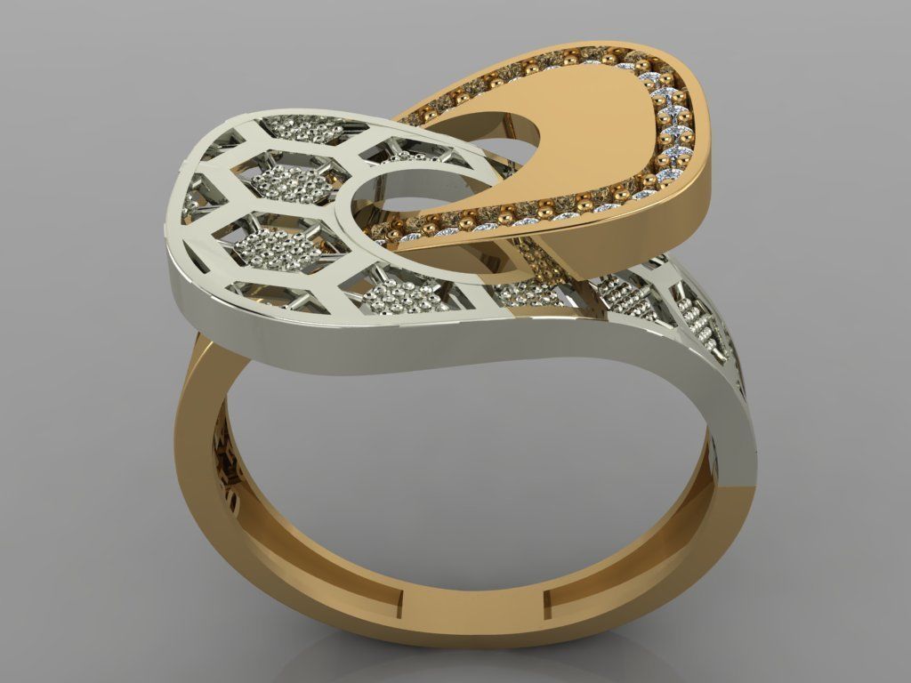 GC GOLD Y0092-  diamond gold Ring  3D print model_1
