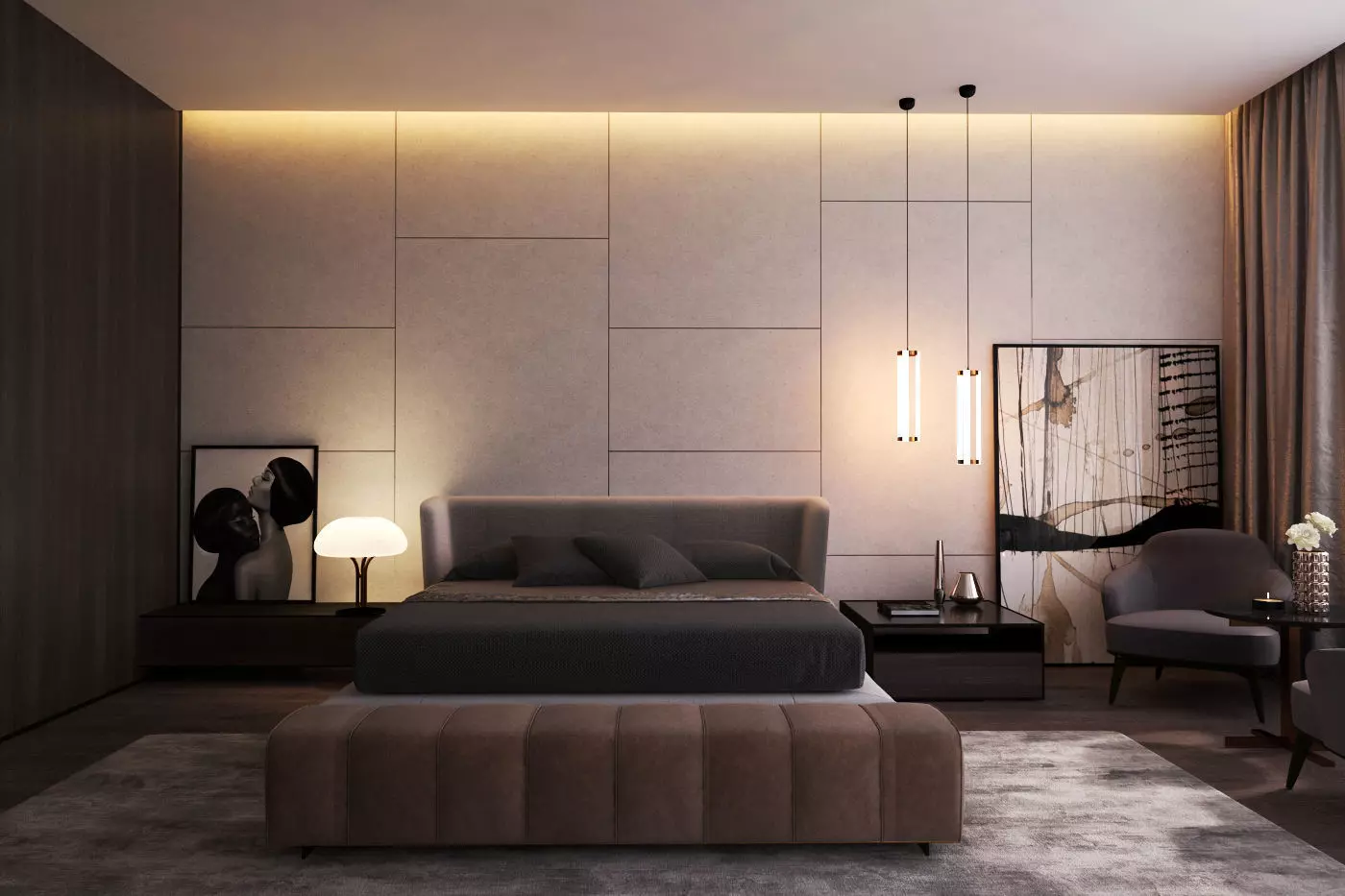 Modern Bedroom 3D model_0