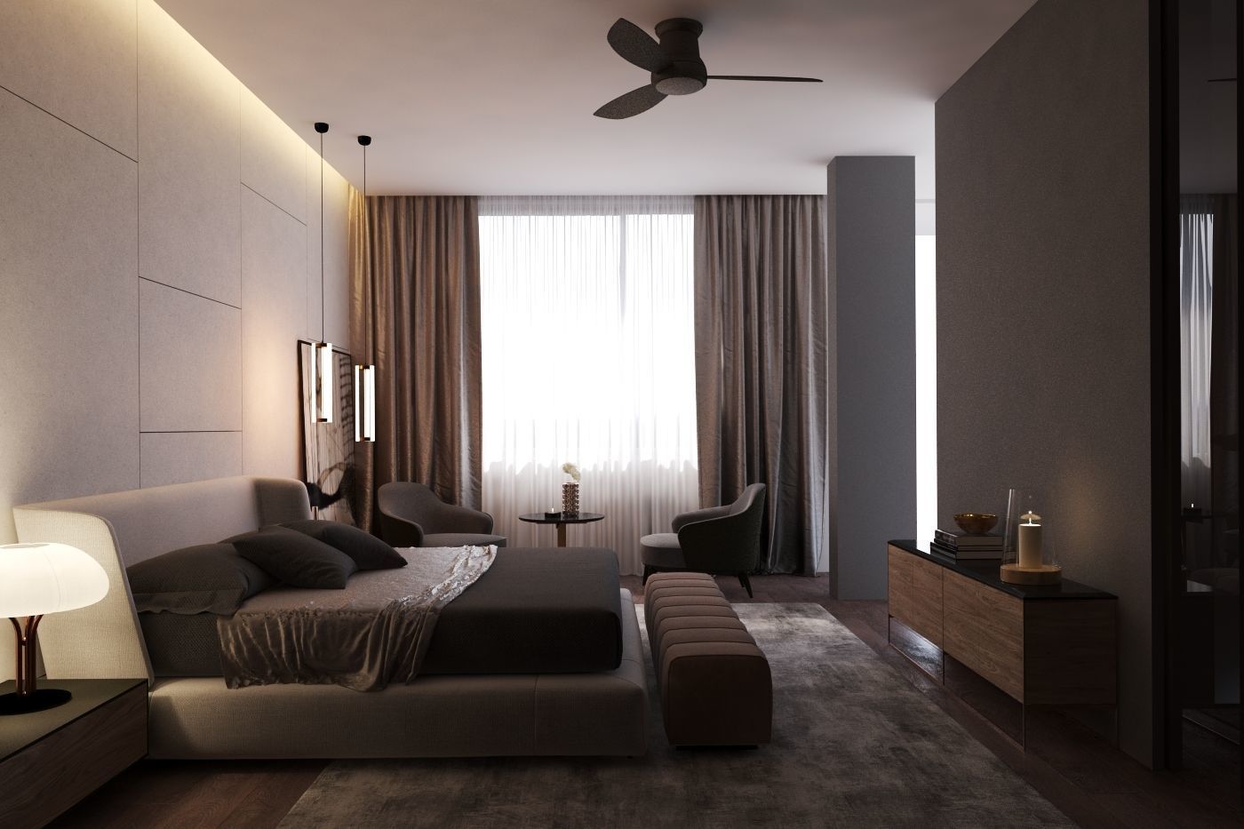 Modern Bedroom 3D model_1