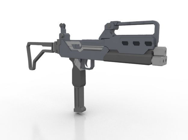 Triple Barrel Submachine Gun Low-poly 3D model_1