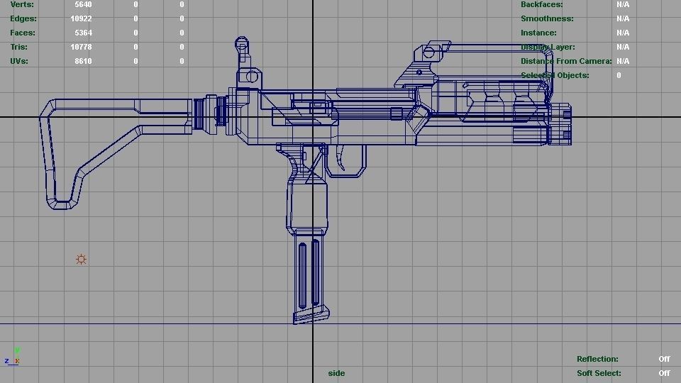 Triple Barrel Submachine Gun Low-poly 3D model_13