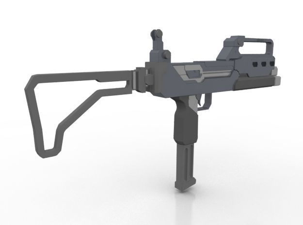 Triple Barrel Submachine Gun Low-poly 3D model_2