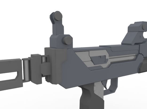Triple Barrel Submachine Gun Low-poly 3D model_3