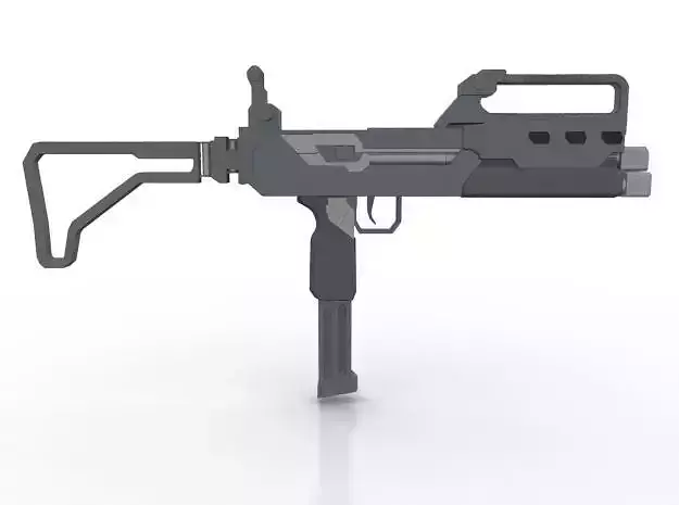 Triple Barrel Submachine Gun  Low-poly 3D model