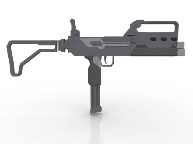 Triple Barrel Submachine Gun Low-poly 3D model_0