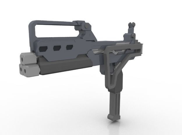 Triple Barrel Submachine Gun Low-poly 3D model_8