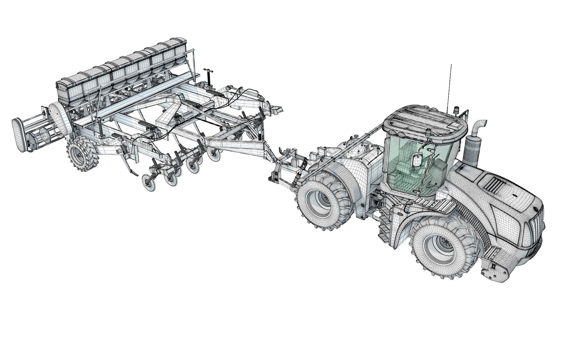 Tractor with Disc Harrow New Holland 3D model_19