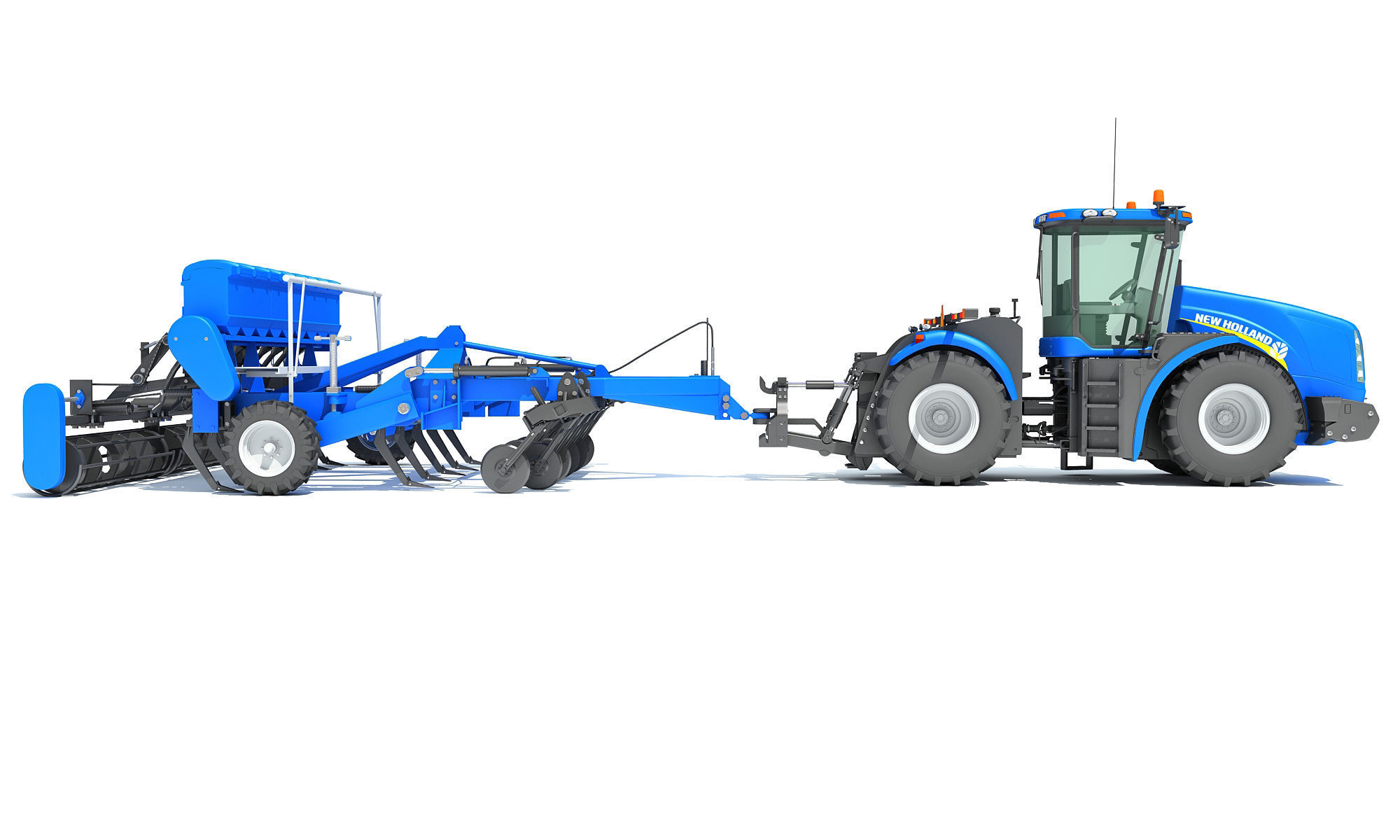 Tractor with Disc Harrow New Holland 3D model_8
