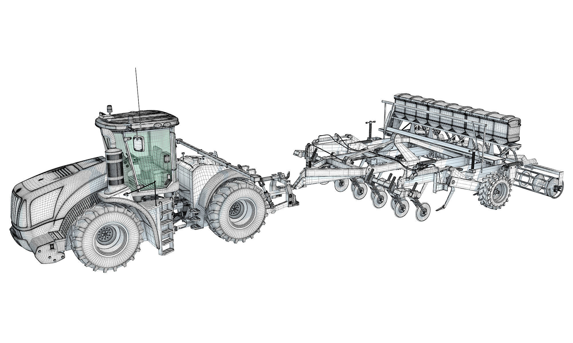 Tractor with Disc Harrow New Holland 3D model_16