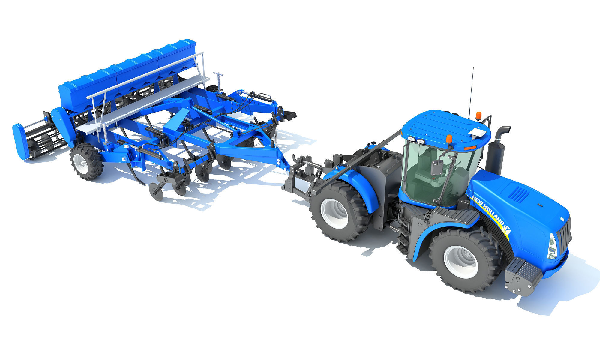 Tractor with Disc Harrow New Holland 3D model_9