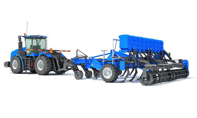 Tractor with Disc Harrow New Holland 3D model