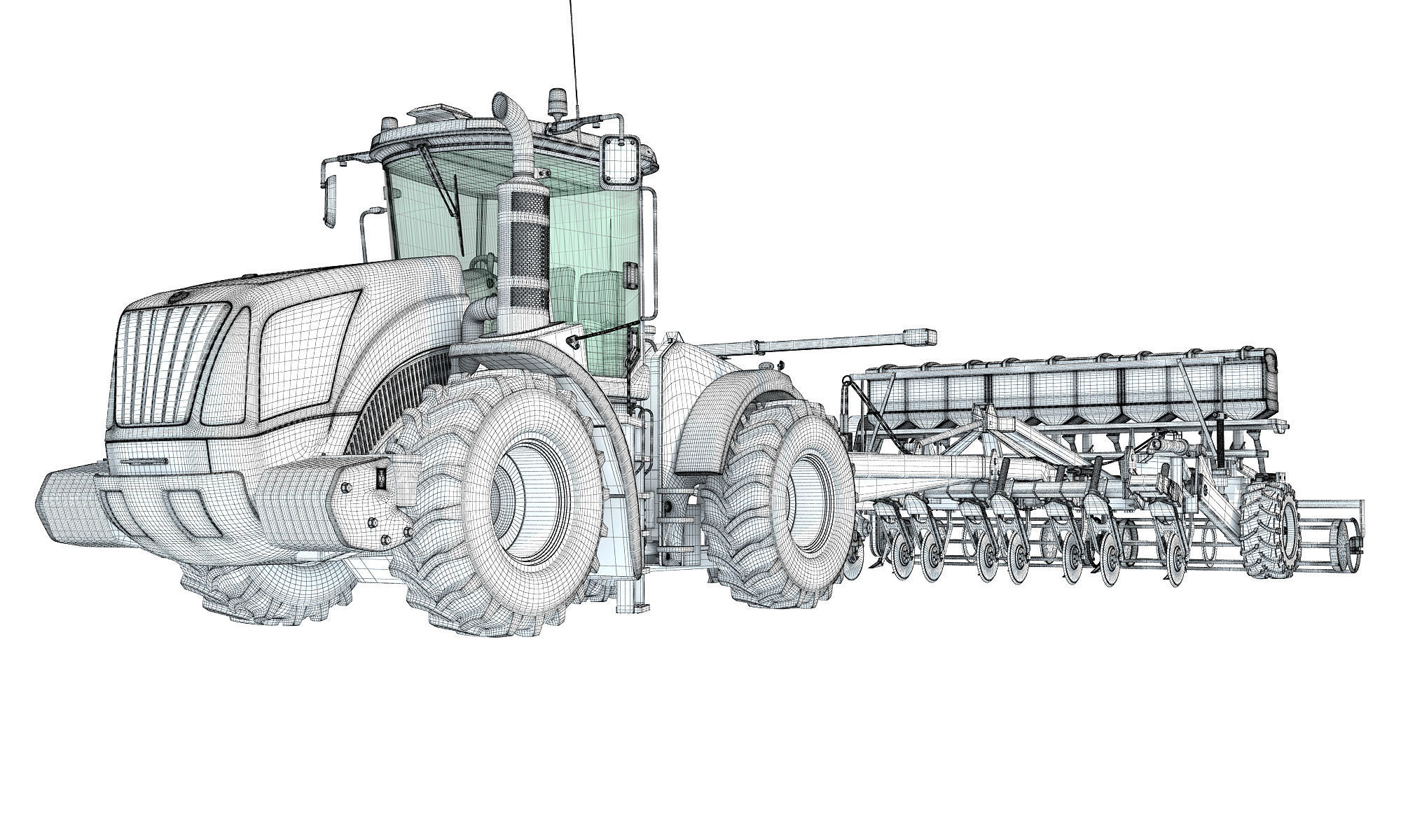 Tractor with Disc Harrow New Holland 3D model_20