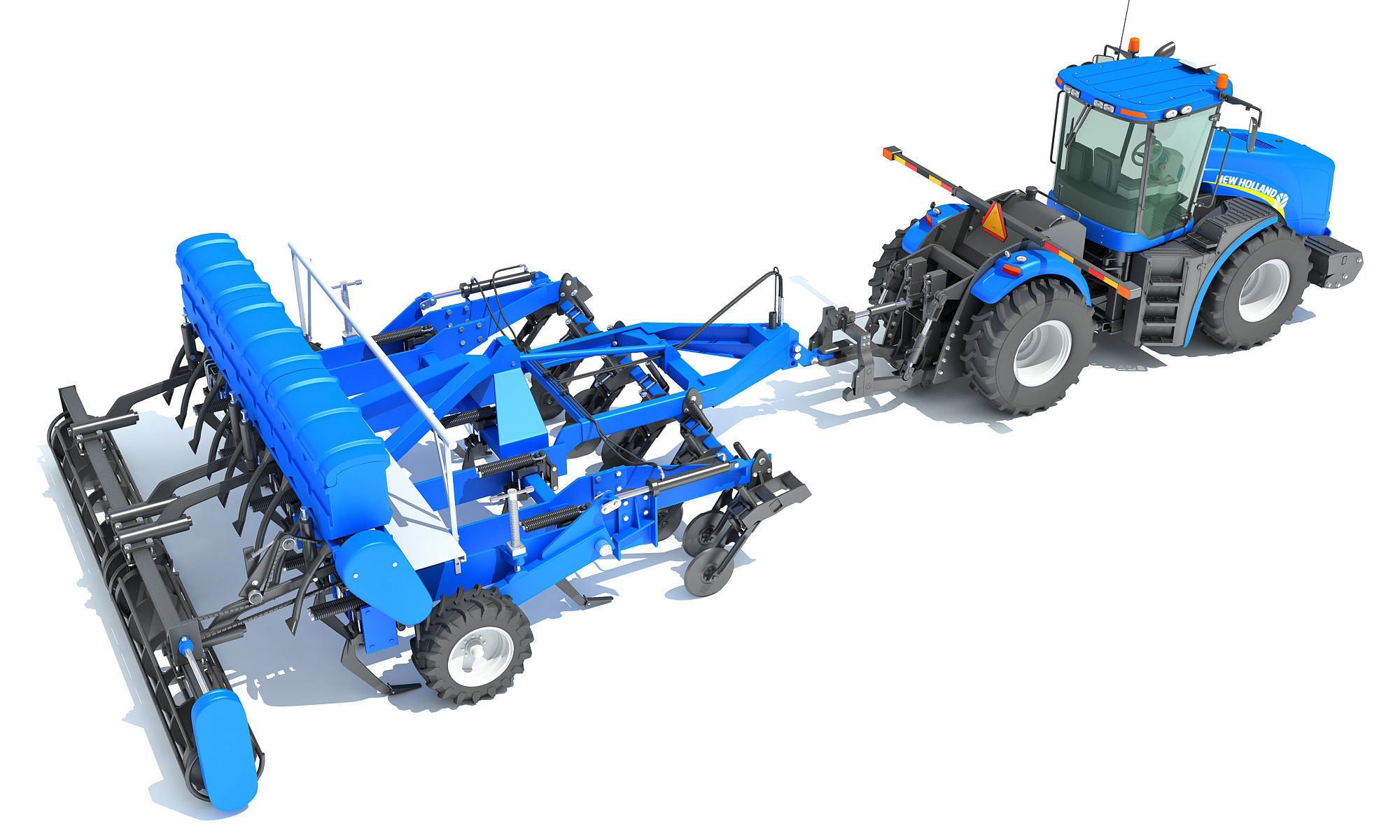 Tractor with Disc Harrow New Holland 3D model_7