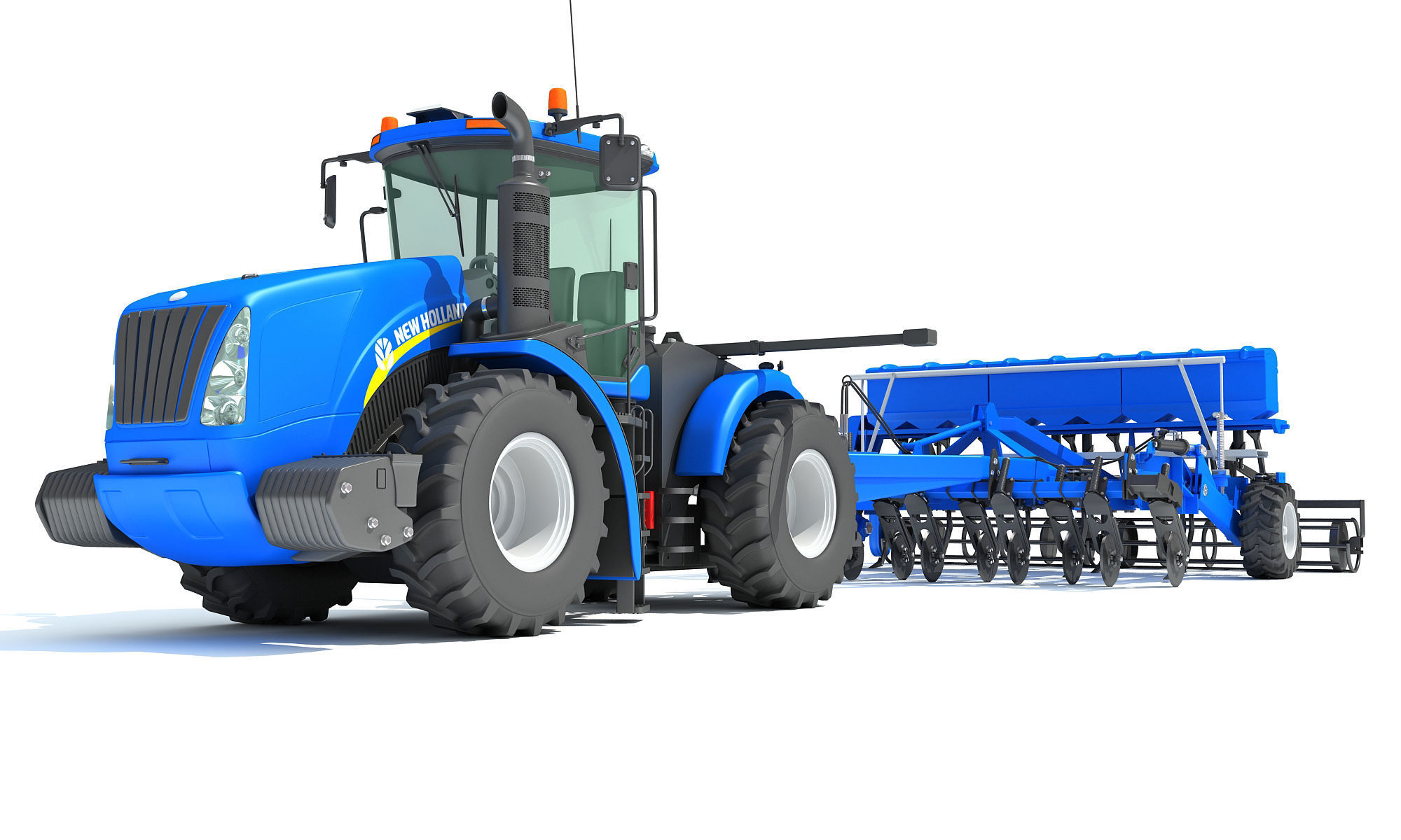 Tractor with Disc Harrow New Holland 3D model_12