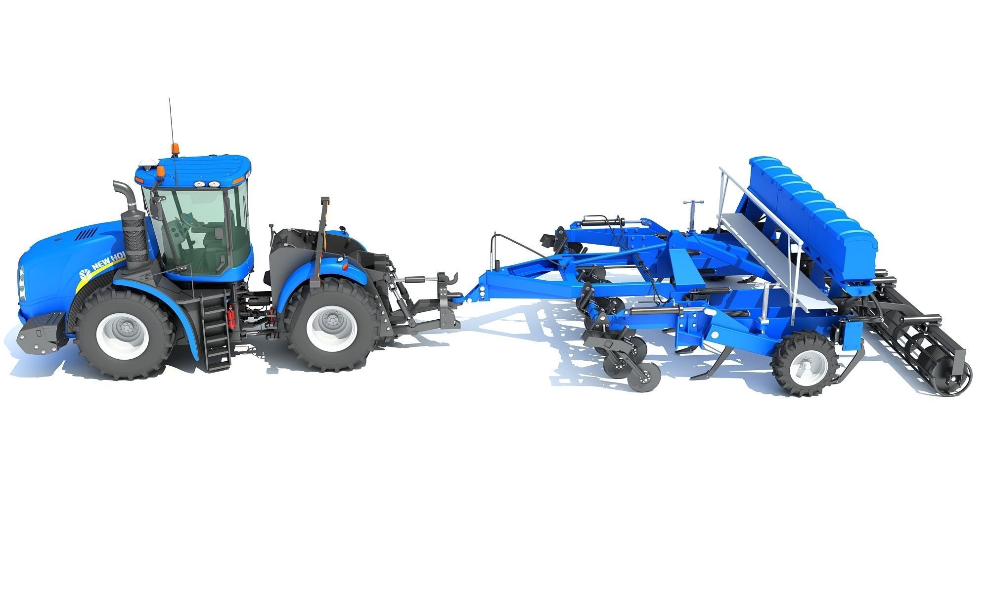 Tractor with Disc Harrow New Holland 3D model_2