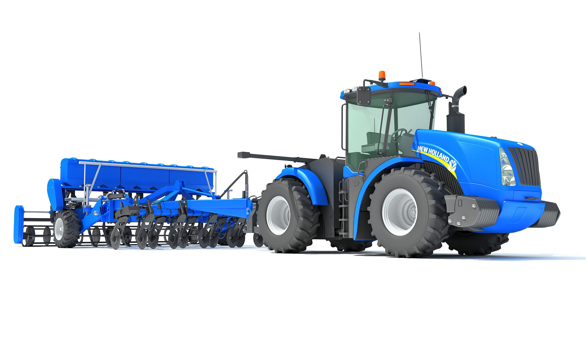 Tractor with Disc Harrow New Holland 3D model_10