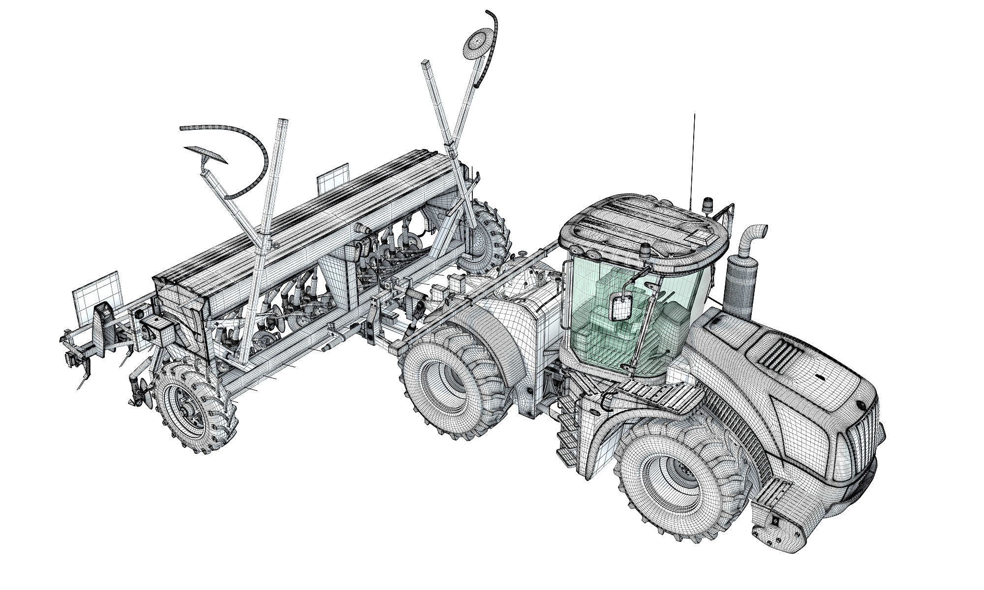 New Holland Tractor with Seed Drill 3D model_19