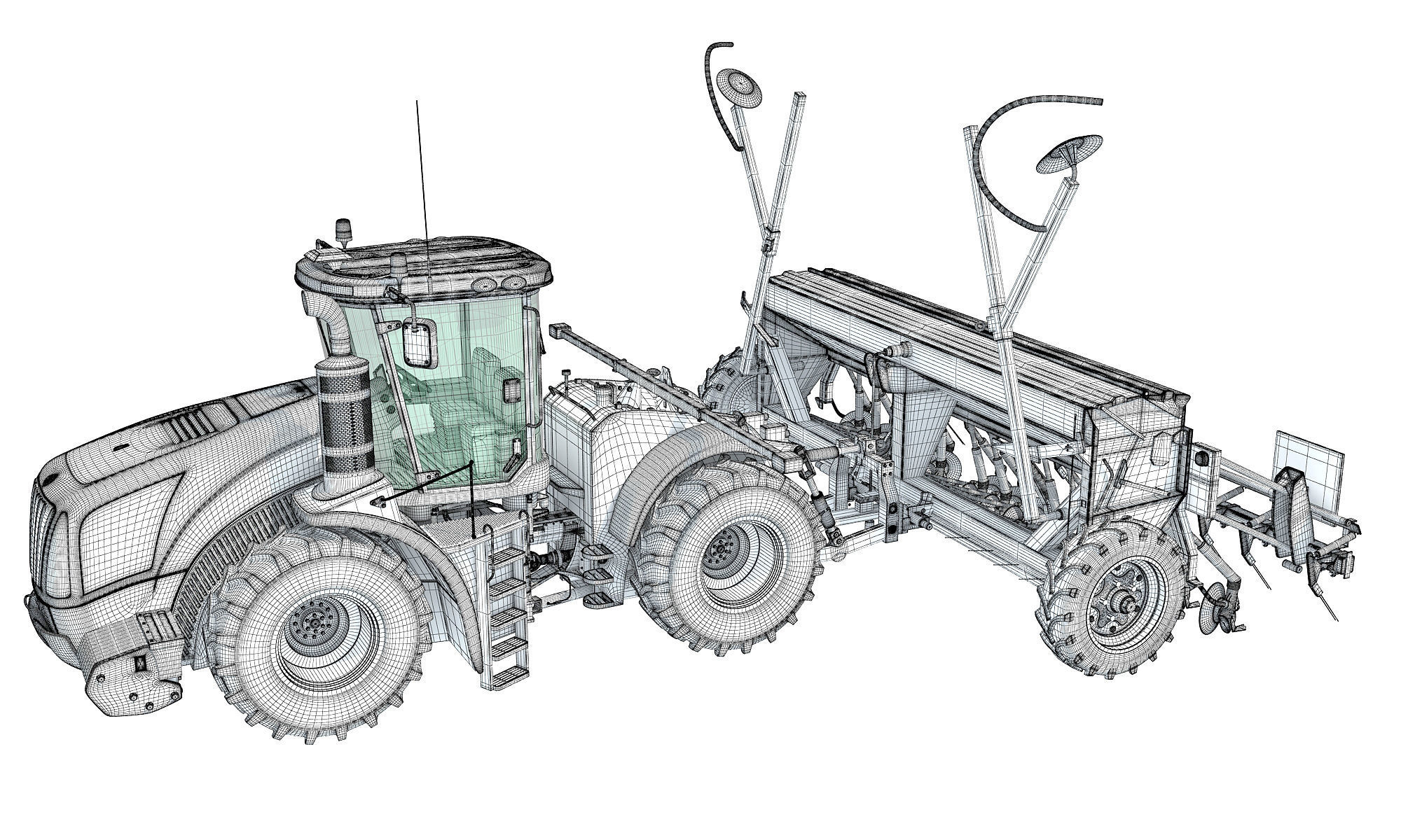 New Holland Tractor with Seed Drill 3D model_16