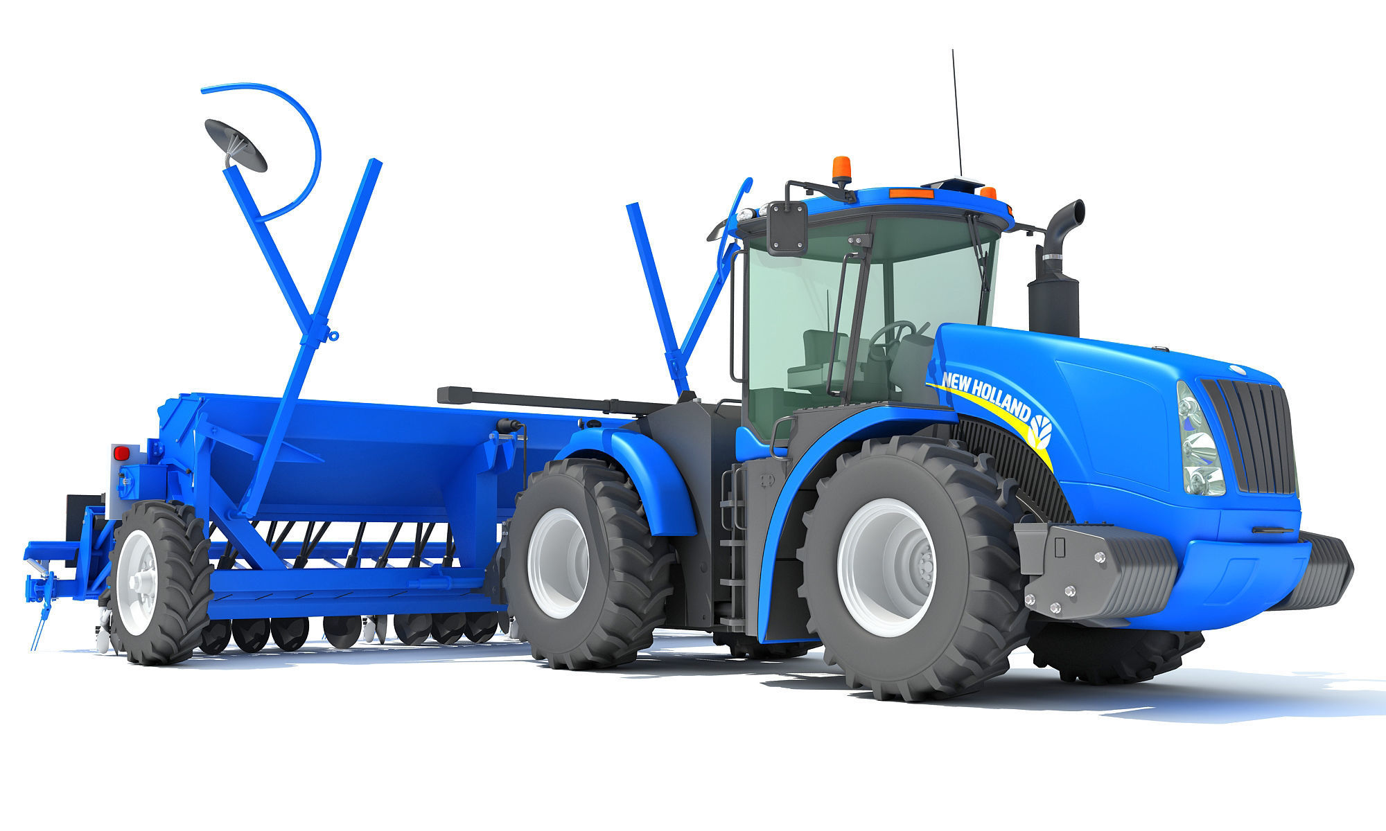 New Holland Tractor with Seed Drill 3D model_10