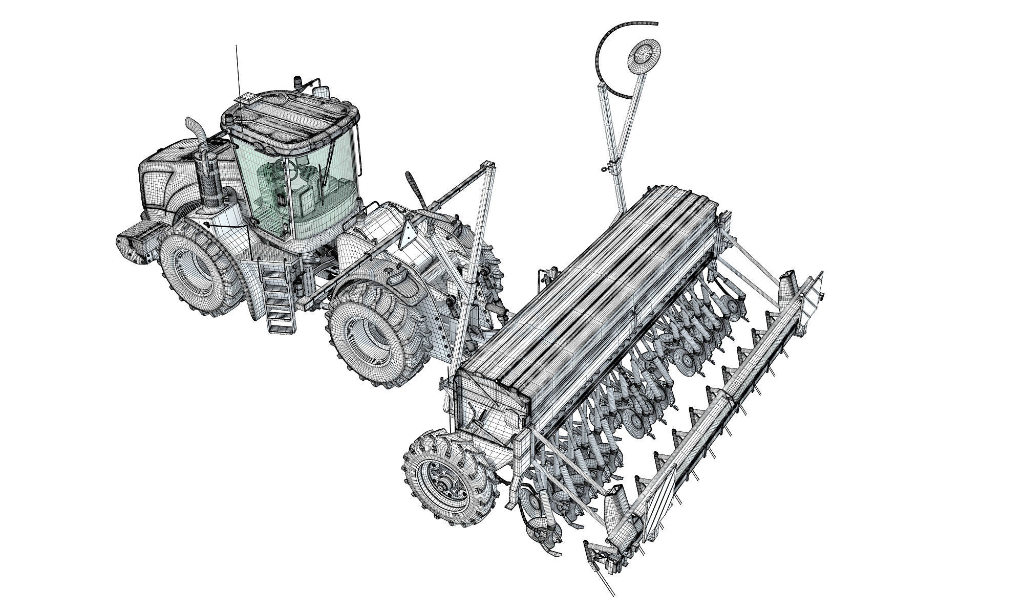 New Holland Tractor with Seed Drill 3D model_17