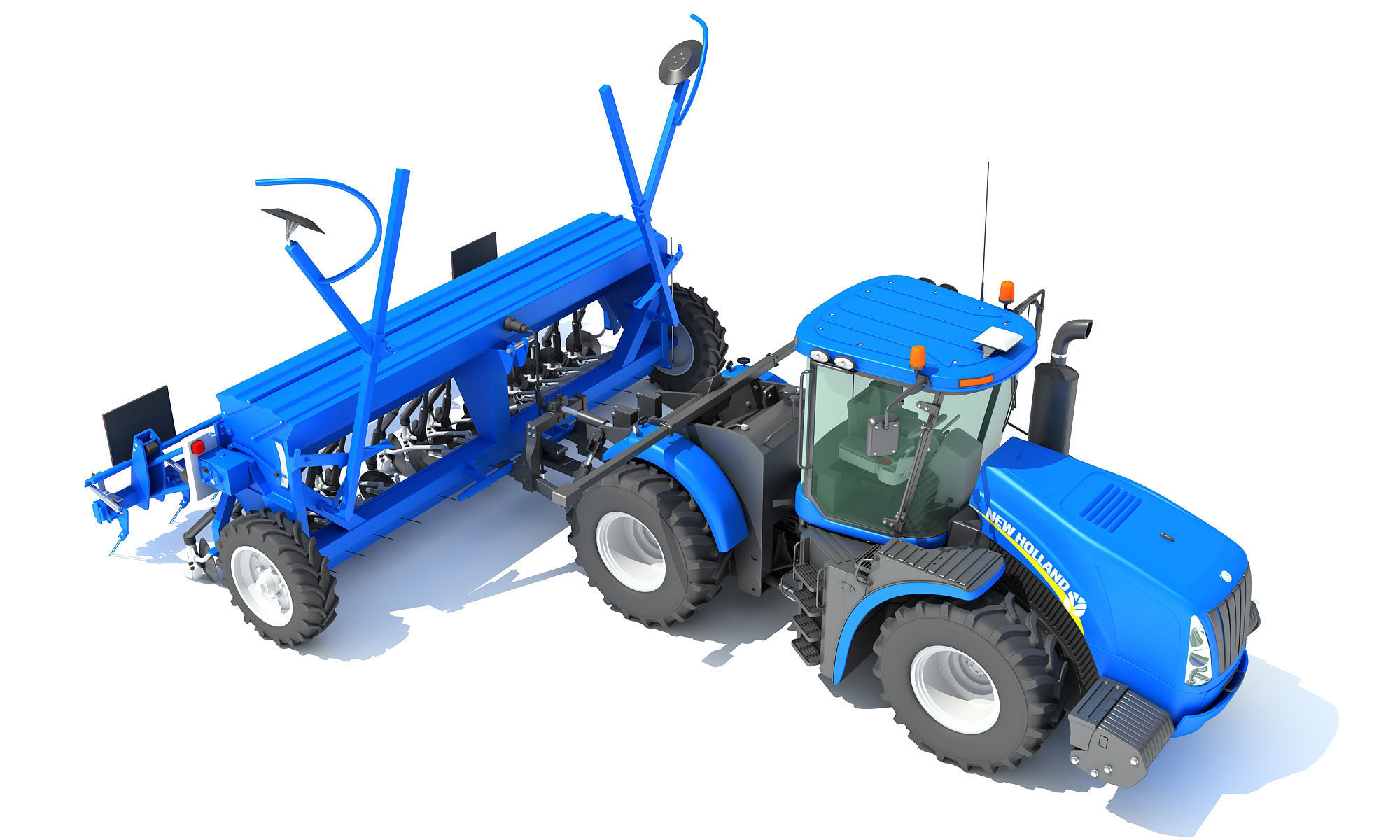 New Holland Tractor with Seed Drill 3D model_9
