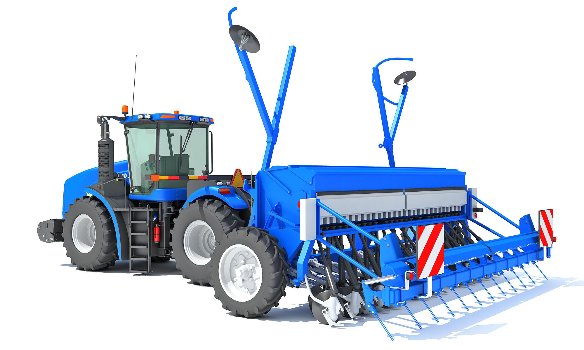 New Holland Tractor with Seed Drill 3D model_3