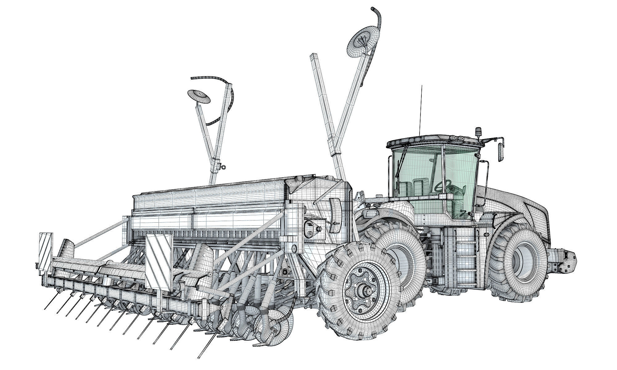 New Holland Tractor with Seed Drill 3D model_18